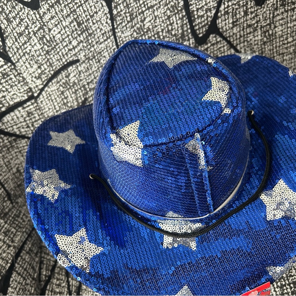 Sequin Blue Star Cowboy Hat - Picture 2 of 7